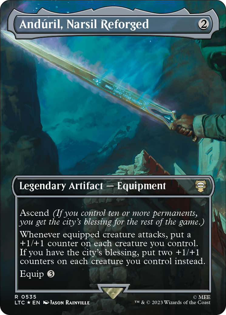 Anduril, Narsil Reforged (Borderless) (Surge Foil) [The Lord of the Rings: Tales of Middle-Earth Commander] | I Want That Stuff Brandon