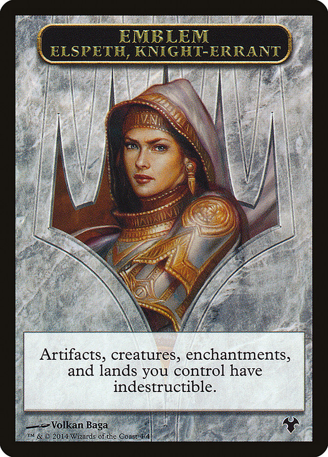 Emblem - Elspeth, Knight-Errant // Soldier Double-Sided Token [Modern Event Deck 2014 Tokens] | I Want That Stuff Brandon