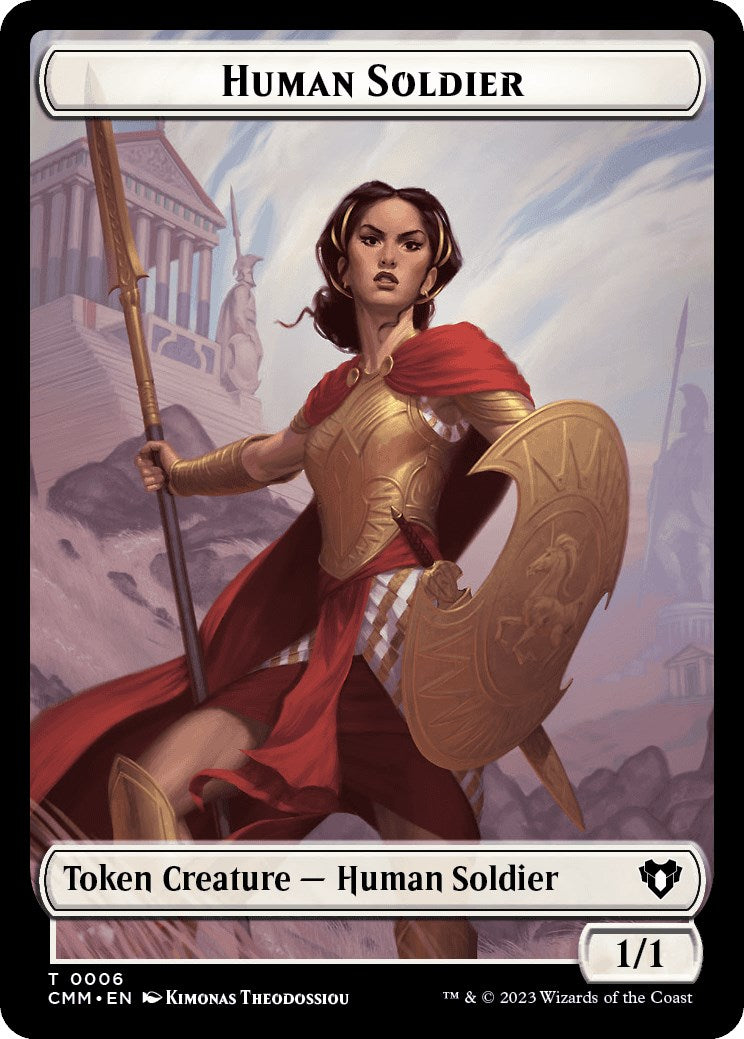 Human Soldier // Dragon (0021) Double-Sided Token [Commander Masters Tokens] | I Want That Stuff Brandon