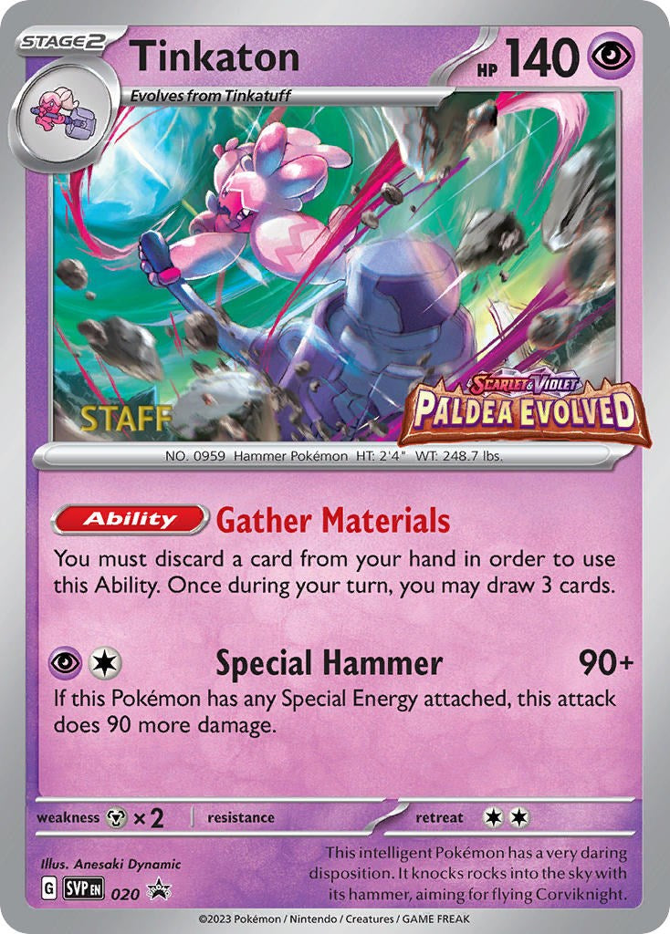 Tinkaton (020) (Staff Promo) [Scarlet & Violet: Black Star Promos] | I Want That Stuff Brandon