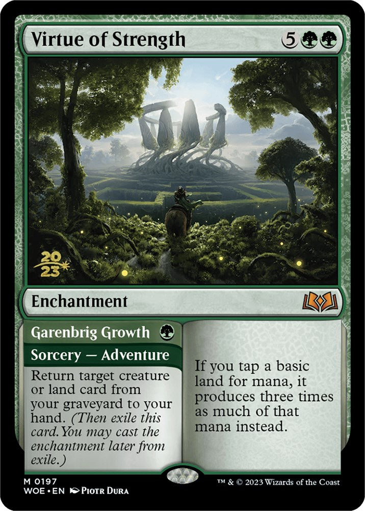 Virtue of Strength // Garenbrig Growth (Promo Pack) [Wilds of Eldraine Promos] | I Want That Stuff Brandon