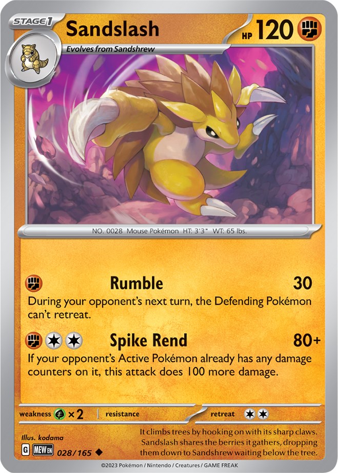 Sandslash (028/165) [Scarlet & Violet 151] | I Want That Stuff Brandon