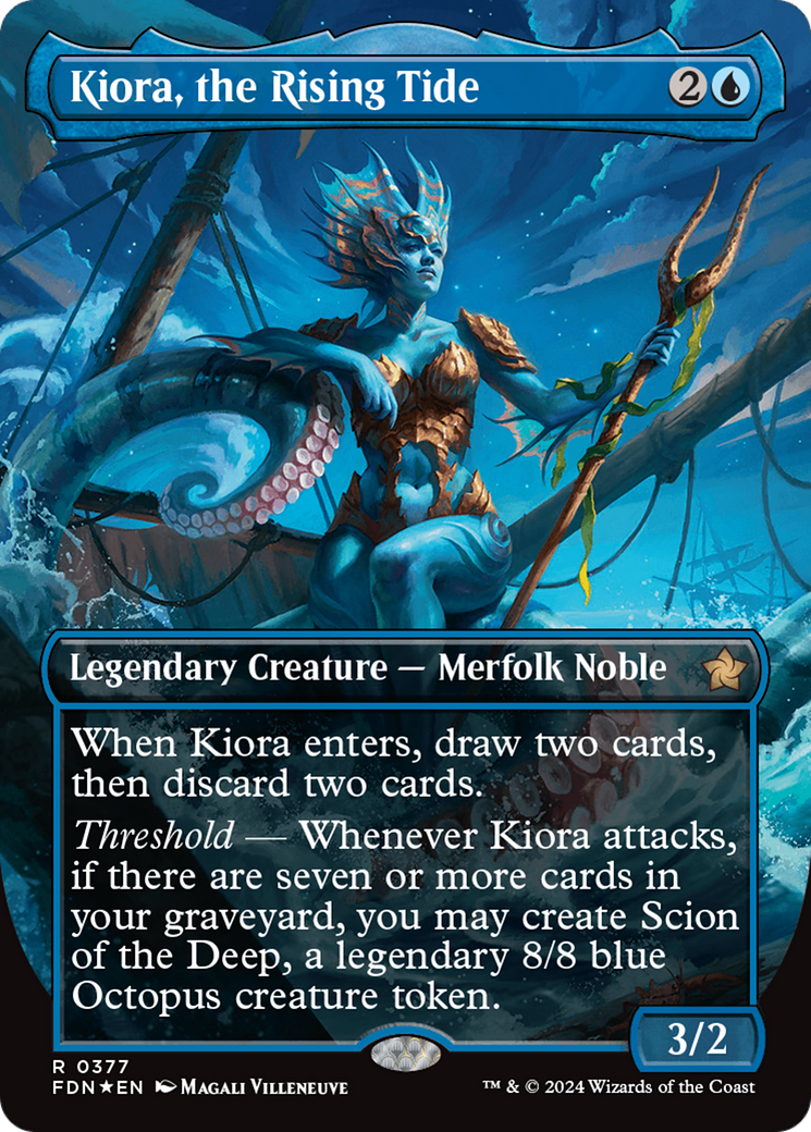 Kiora, the Rising Tide (Borderless) (Mana Foil) [Foundations] | I Want That Stuff Brandon