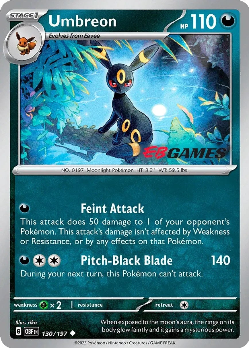 Umbreon (130/197) (EBGames Exclusive) [Scarlet & Violet: Obsidian Flames] | I Want That Stuff Brandon