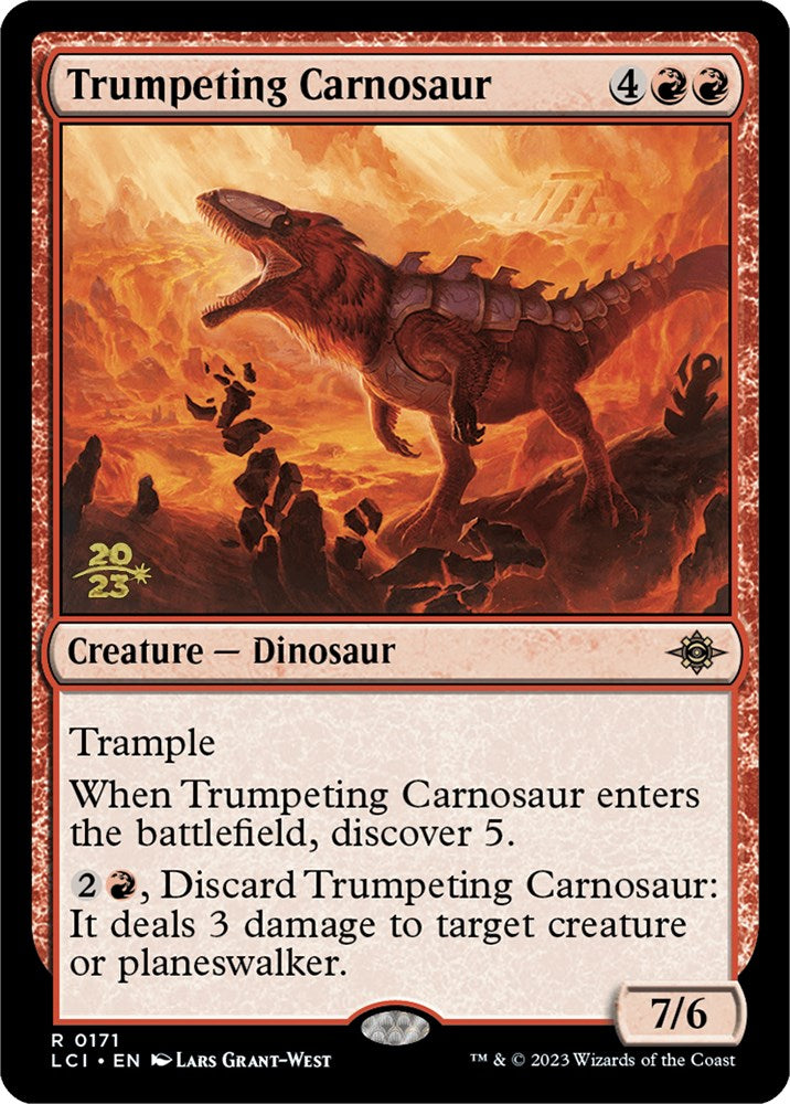 Trumpeting Carnosaur [The Lost Caverns of Ixalan Prerelease Cards] | I Want That Stuff Brandon