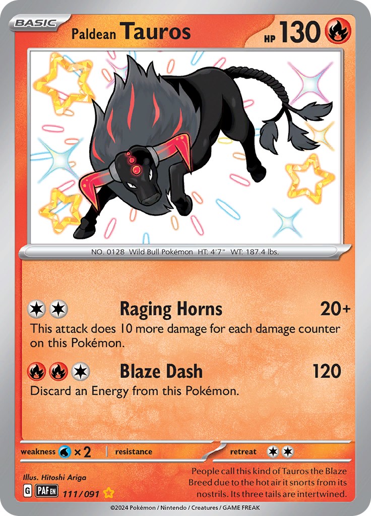 Paldean Tauros (111/091) [Scarlet & Violet: Paldean Fates] | I Want That Stuff Brandon