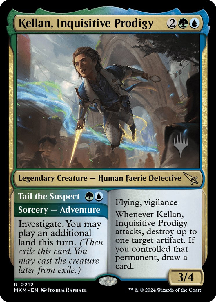 Kellan, Inquisitive Prodigy // Tail the Suspect (Promo Pack) [Murders at Karlov Manor Promos] | I Want That Stuff Brandon