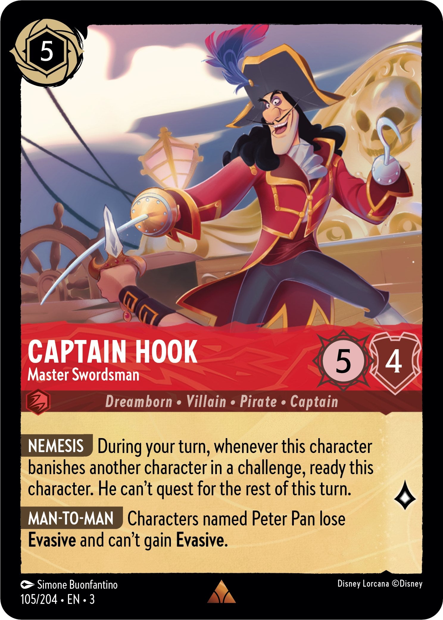 Captain Hook - Master Swordsman (105/204) [Into the Inklands] | I Want That Stuff Brandon