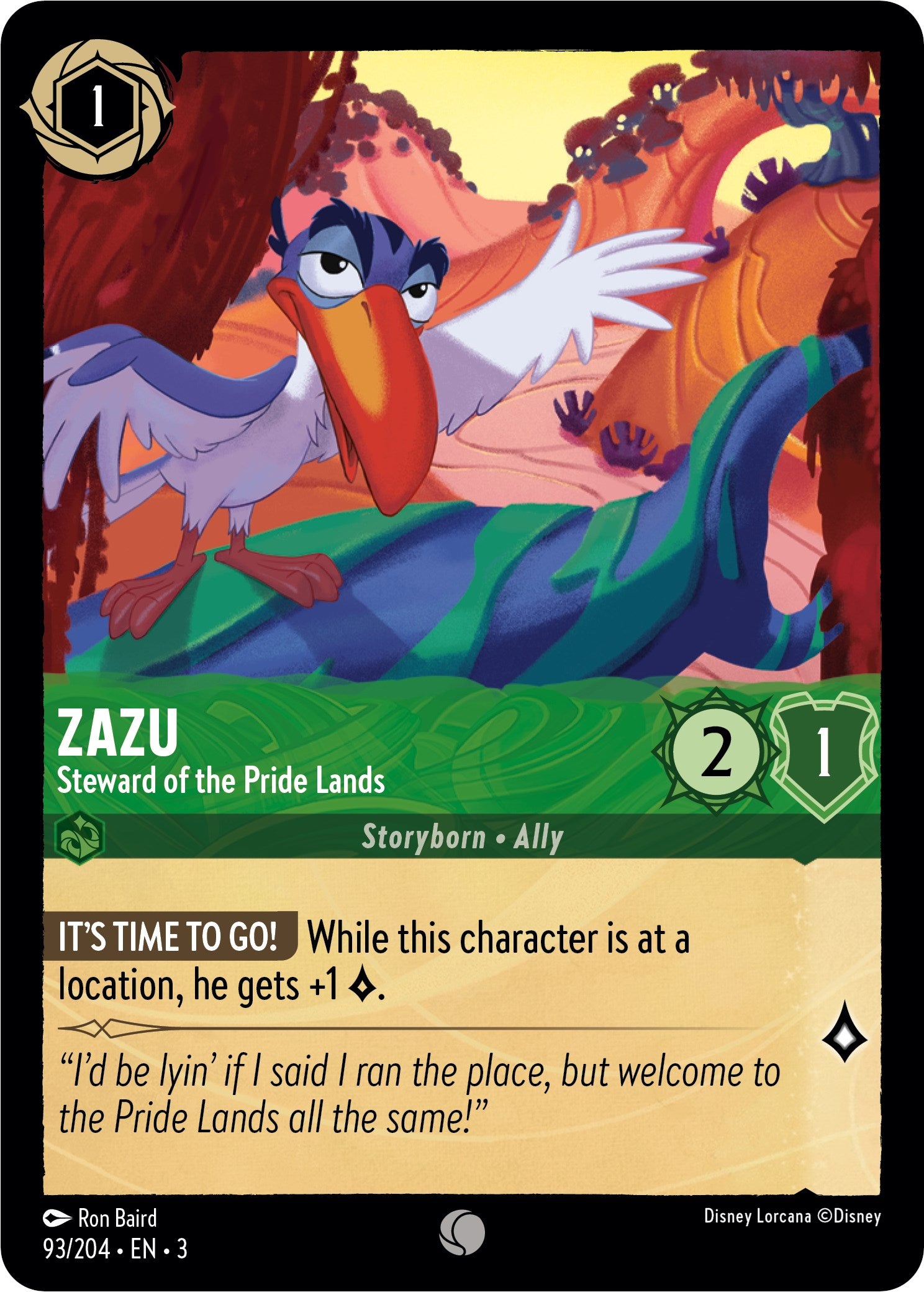 Zazu - Steward of the Pride Lands (93//204) [Into the Inklands] | I Want That Stuff Brandon