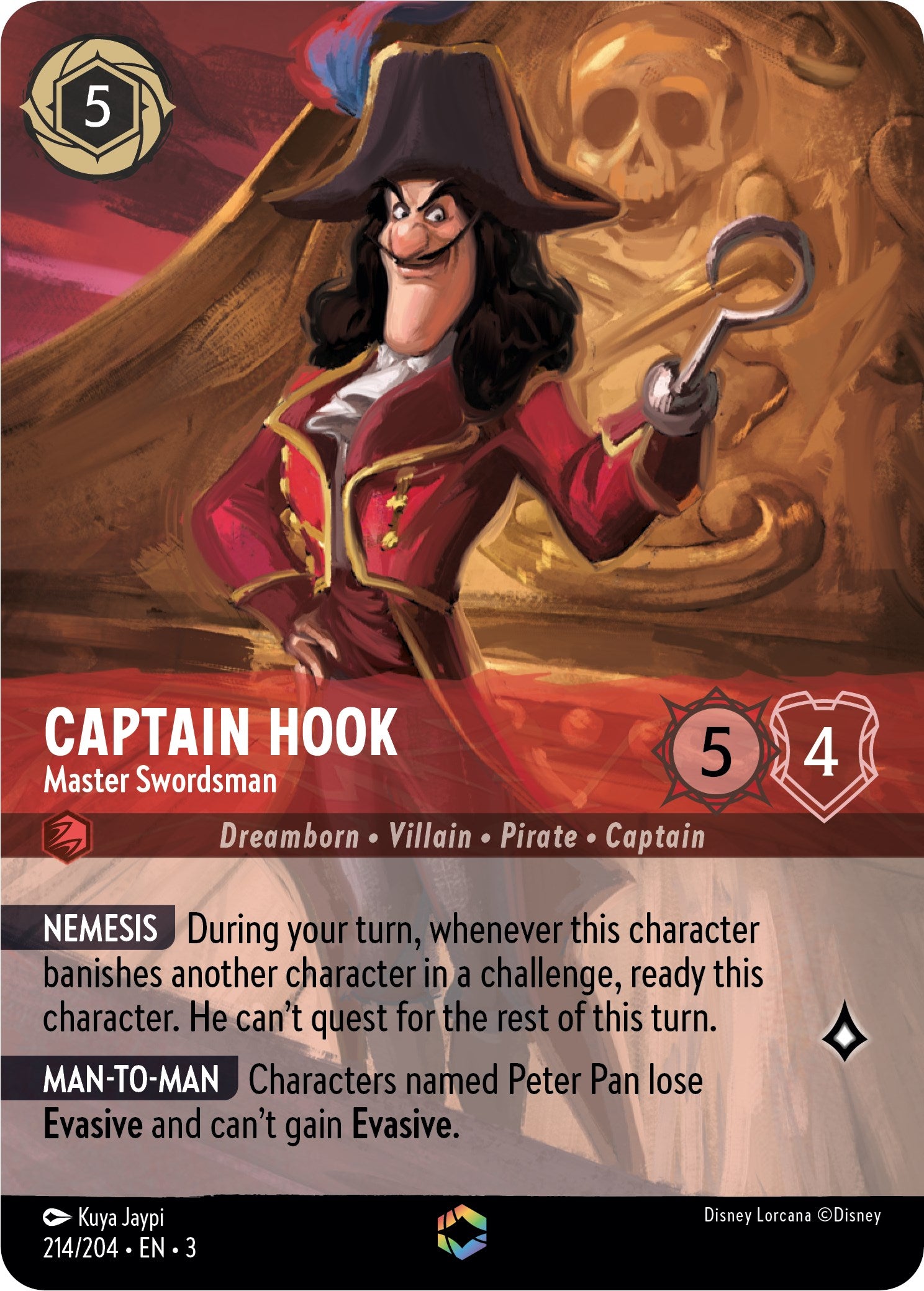 Captain Hook - Master Swordsman (Alternate Art) (214/204) [Into the Inklands] | I Want That Stuff Brandon