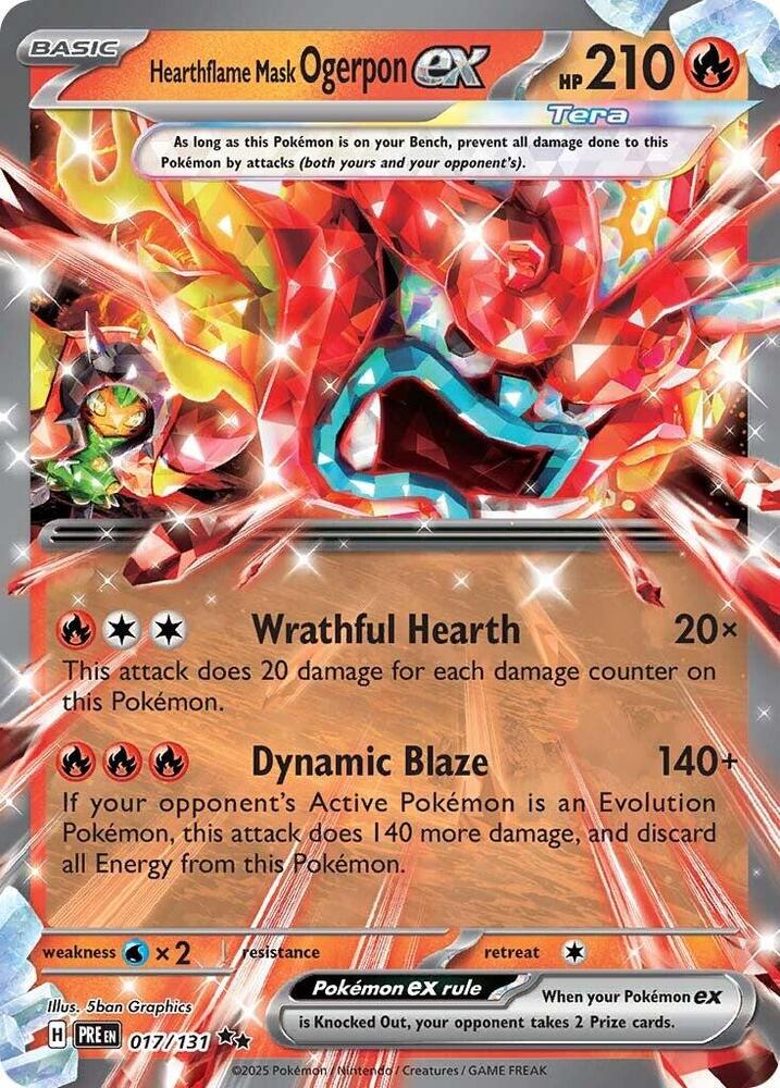 Hearthflame Mask Ogerpon ex (017/131) [Scarlet & Violet: Prismatic Evolutions] | I Want That Stuff Brandon