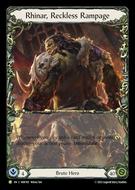 Rhinar, Reckless Rampage [HER105] (Promo)  Rainbow Foil | I Want That Stuff Brandon