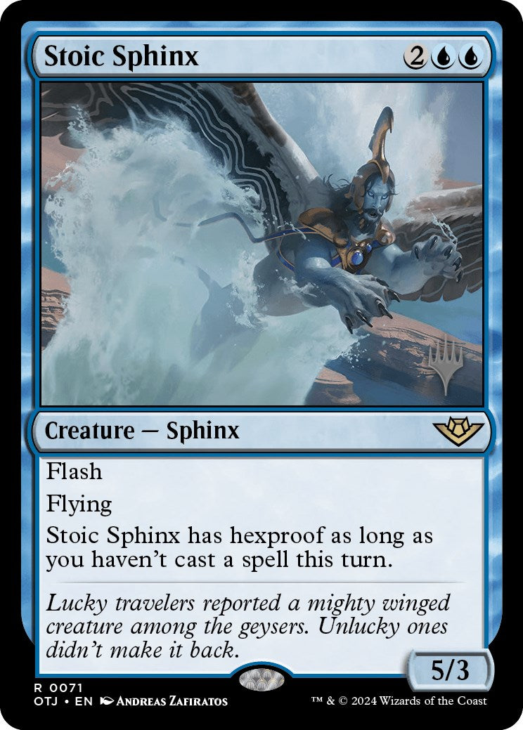 Stoic Sphinx (Promo Pack) [Outlaws of Thunder Junction Promos] | I Want That Stuff Brandon