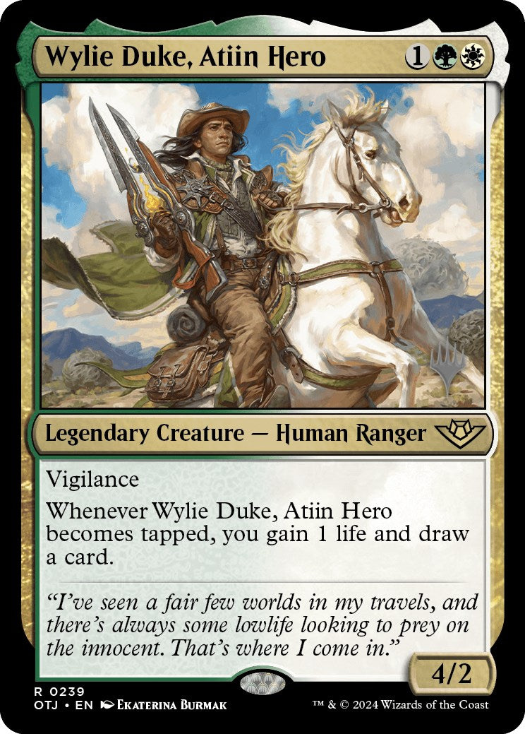 Wylie Duke, Atiin Hero (Promo Pack) [Outlaws of Thunder Junction Promos] | I Want That Stuff Brandon
