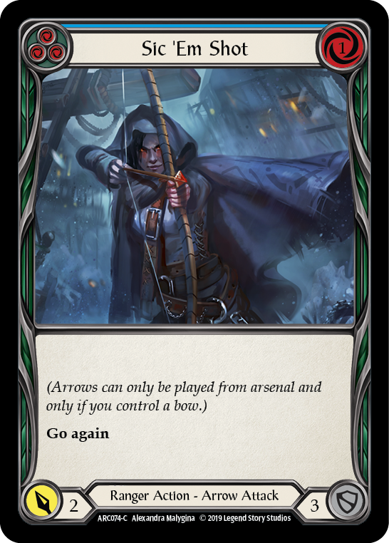 Sic 'Em Shot (Blue) [ARC074-C] (Arcane Rising)  1st Edition Rainbow Foil | I Want That Stuff Brandon