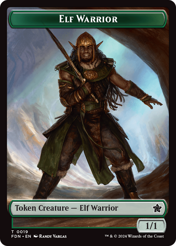 Emblem - Vivien Reid // Elf Warrior Double-Sided Token [Foundations Tokens] | I Want That Stuff Brandon