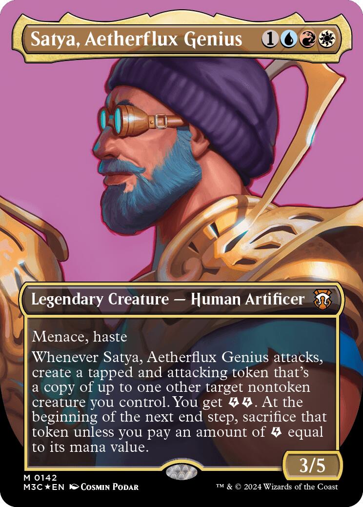 Satya, Aetherflux Genius (Borderless) (Ripple Foil) [Modern Horizons 3 Commander] | I Want That Stuff Brandon