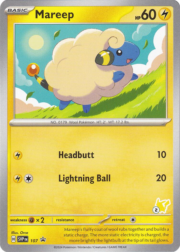 Mareep (107) (Pikachu Stamp #2) [Battle Academy 2024] | I Want That Stuff Brandon