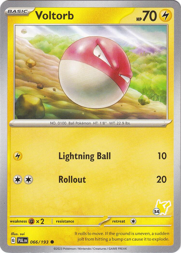 Voltorb (066/193) (Pikachu Stamp #34) [Battle Academy 2024] | I Want That Stuff Brandon