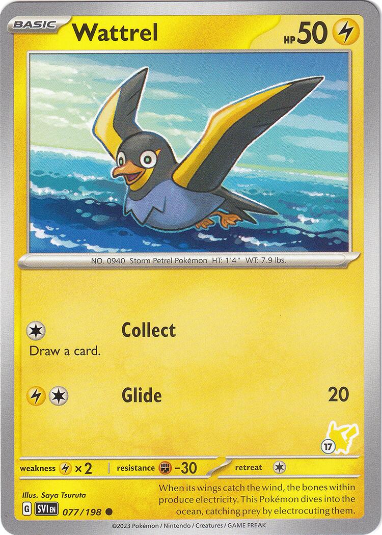Wattrel (077/193) (Pikachu Stamp #17) [Battle Academy 2024] | I Want That Stuff Brandon