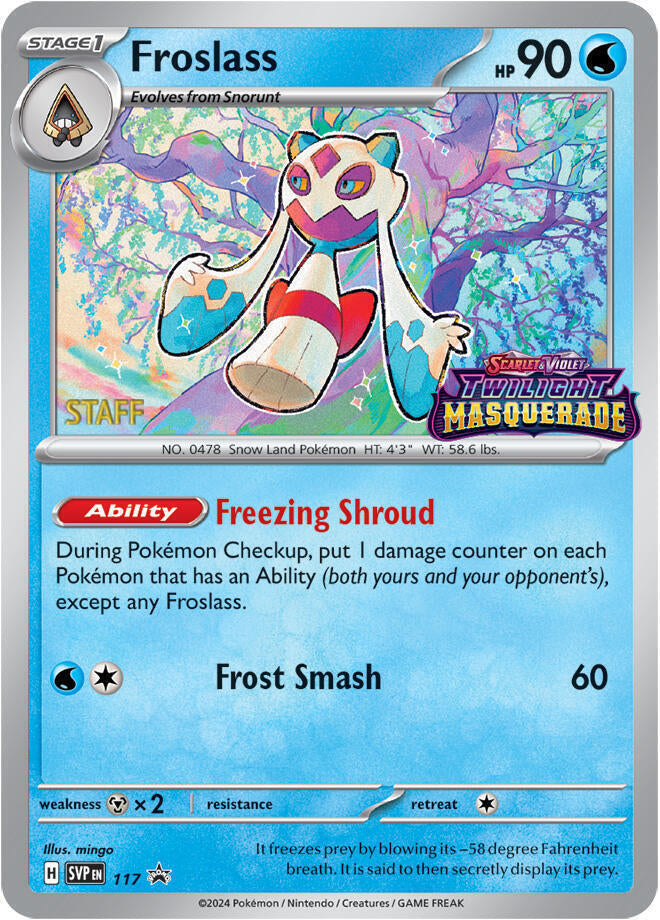 Froslass (117) (Staff) [Scarlet & Violet: Black Star Promos] | I Want That Stuff Brandon