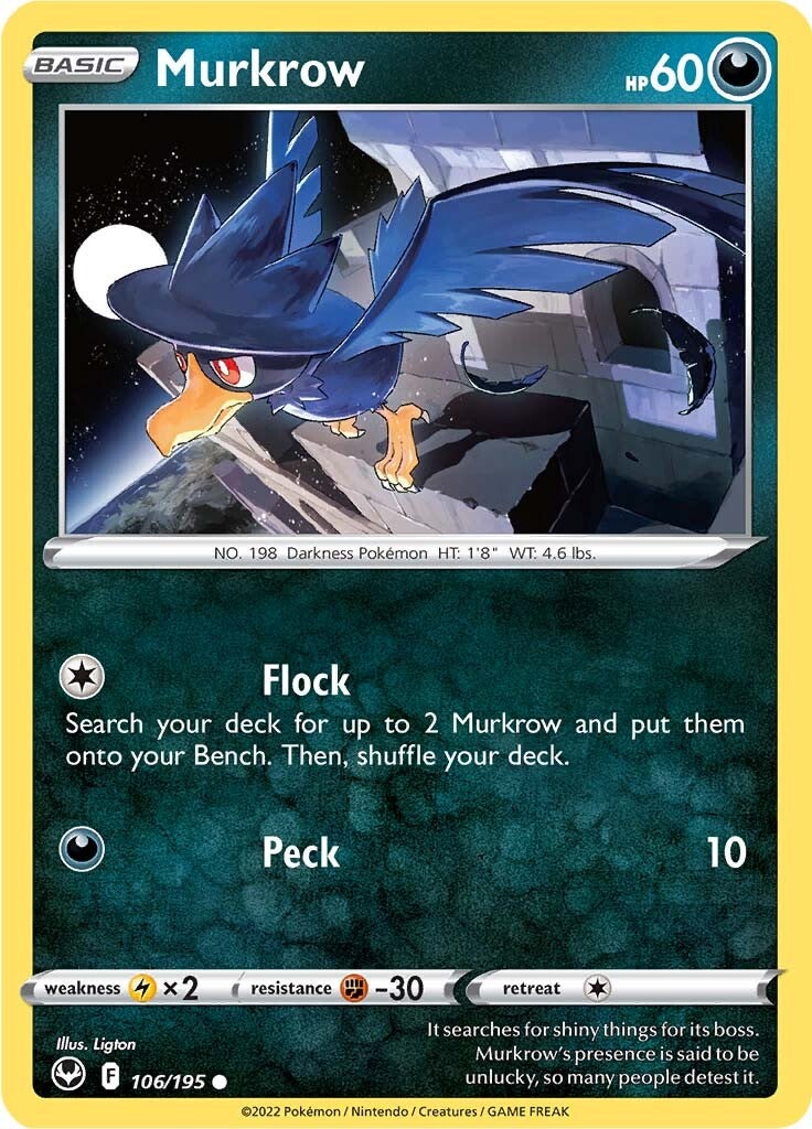 Murkrow (106/195) [Sword & Shield: Silver Tempest] | I Want That Stuff Brandon