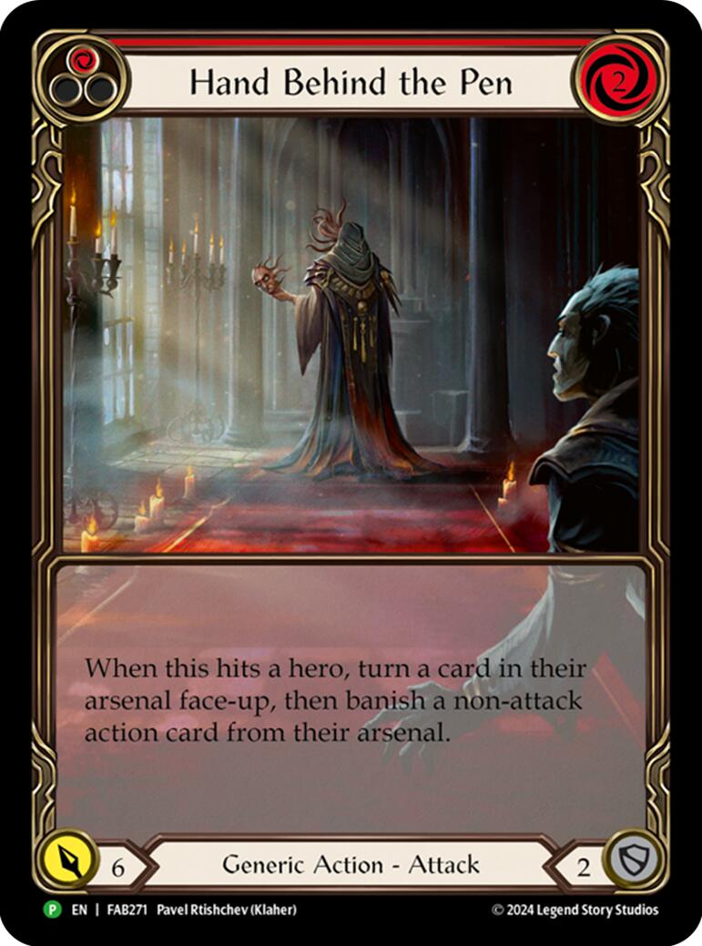 Hand Behind the Pen (Extended Art) [FAB271] (Promo)  Rainbow Foil | I Want That Stuff Brandon