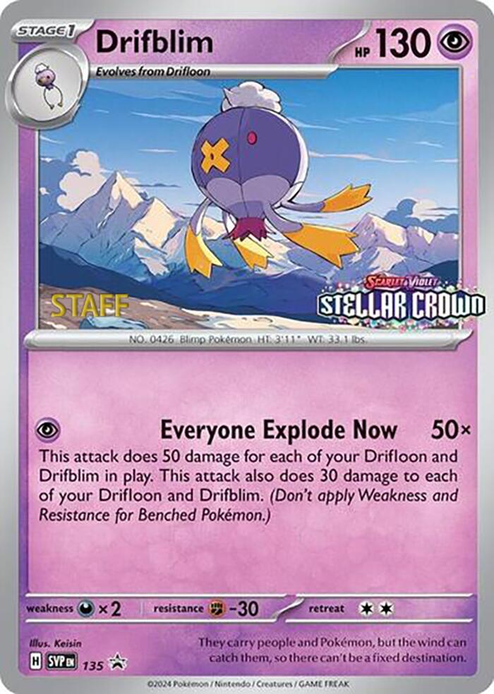 Drifblim (135) (Staff Promo) [Scarlet & Violet: Black Star Promos] | I Want That Stuff Brandon