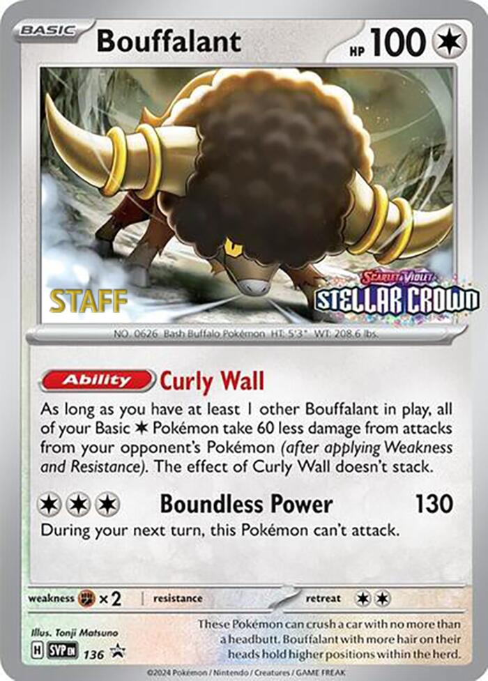 Bouffalant (136) (Staff Promo) [Scarlet & Violet: Black Star Promos] | I Want That Stuff Brandon