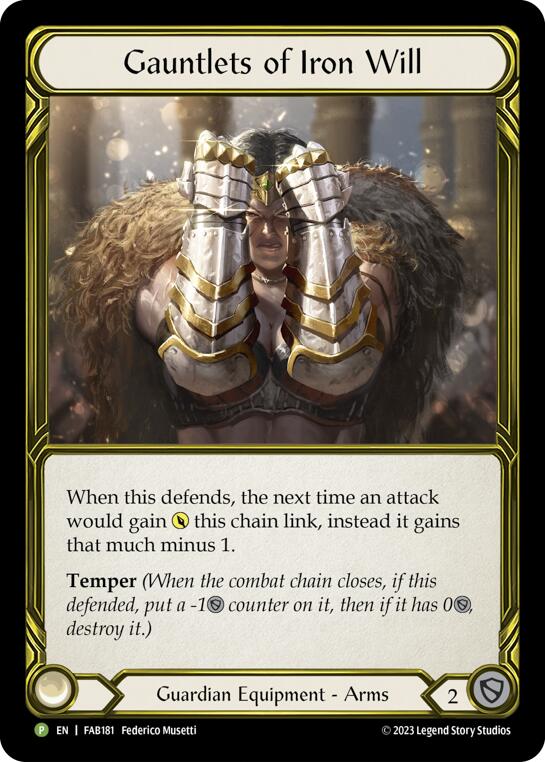 Gauntlets of Iron Will [FAB181] (Promo)  Cold Foil | I Want That Stuff Brandon