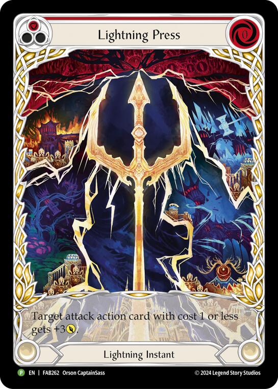 Lightning Press (Red) (Extended Art) [FAB262] (Promo)  Rainbow Foil | I Want That Stuff Brandon