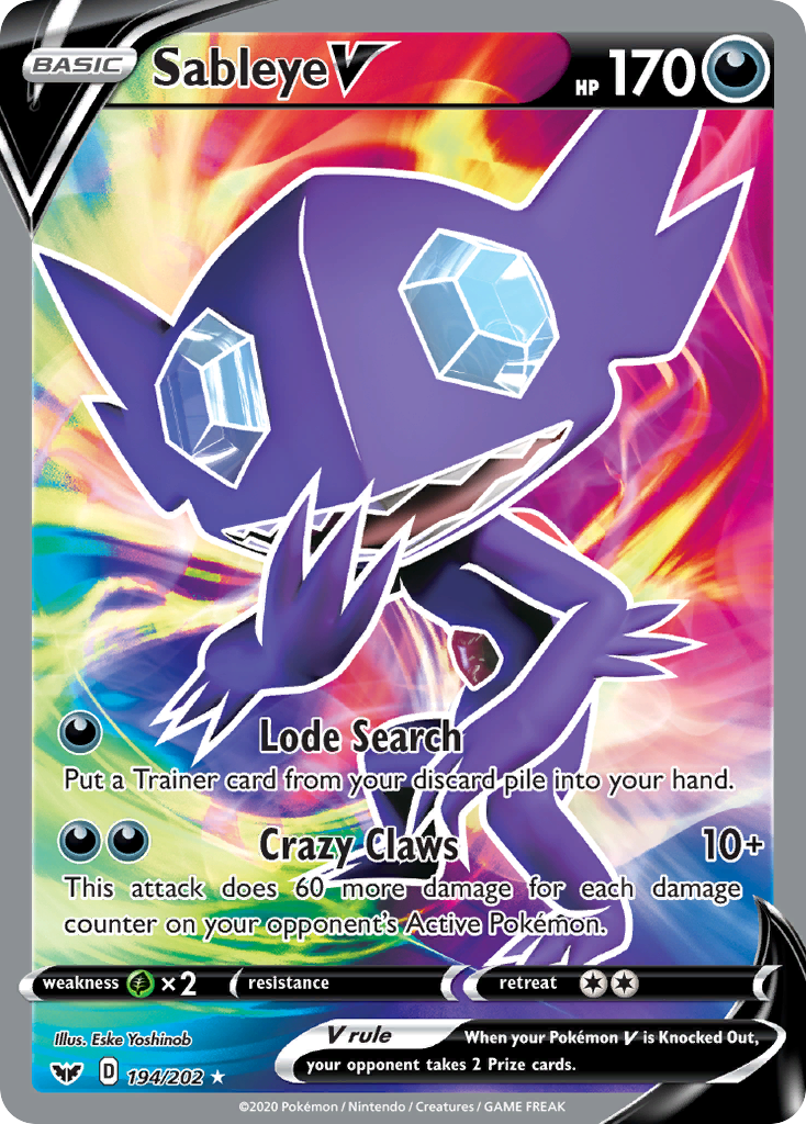 Sableye V (194/202) [Sword & Shield: Base Set] | I Want That Stuff Brandon