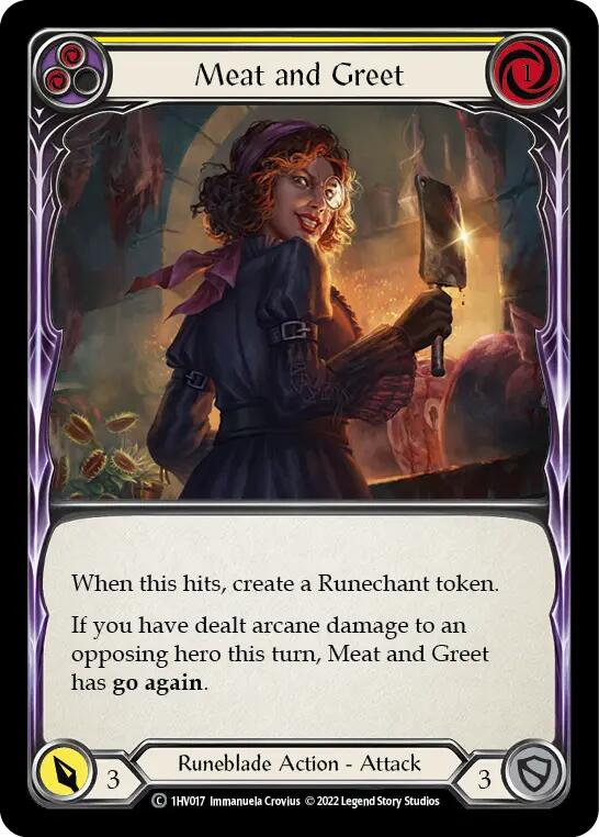 Meat and Greet (Yellow) [1HV017] (Historic Pack 1 Blitz Deck Viserai) | I Want That Stuff Brandon