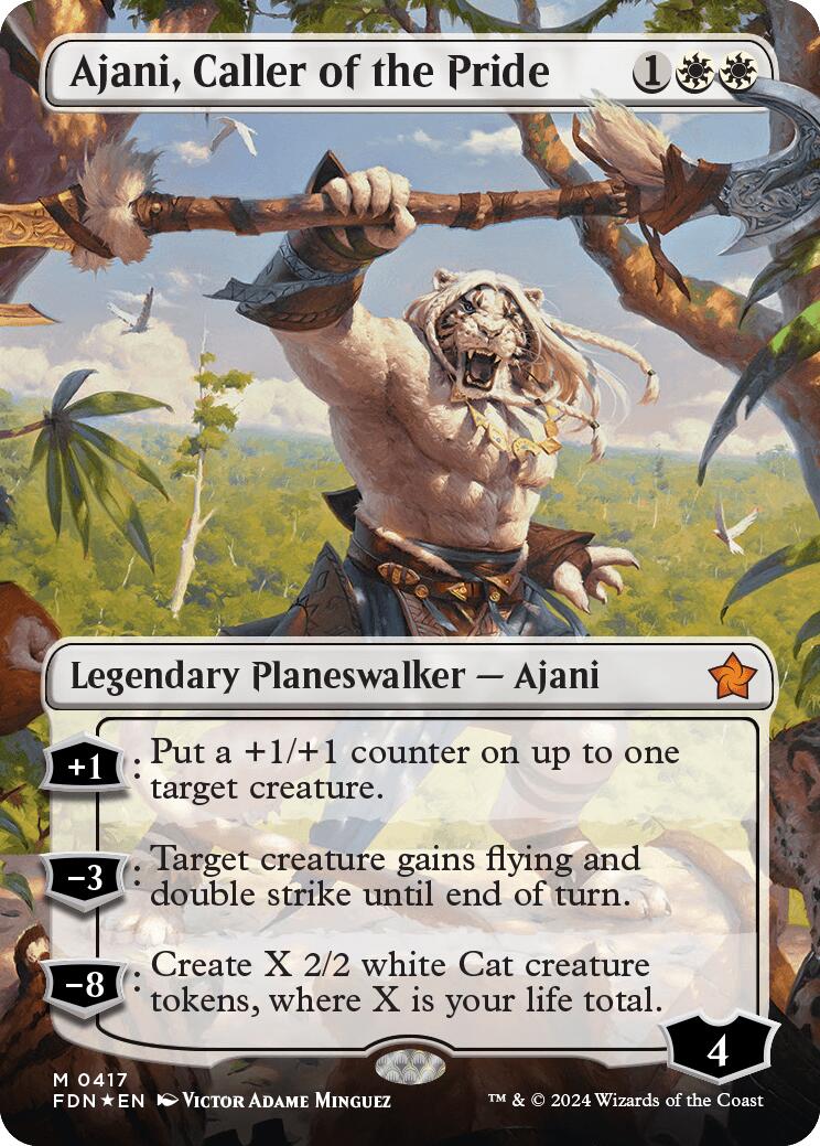 Ajani, Caller of the Pride (Borderless) (Mana Foil) [Foundations] | I Want That Stuff Brandon