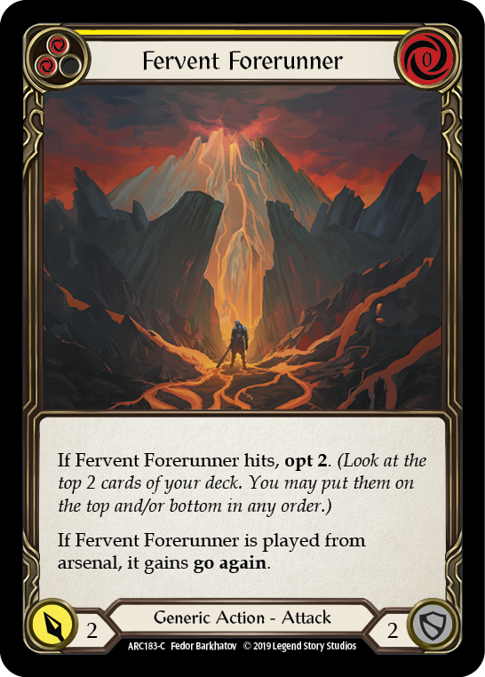 Fervent Forerunner (Yellow) [ARC183-C] (Arcane Rising)  1st Edition Normal | I Want That Stuff Brandon