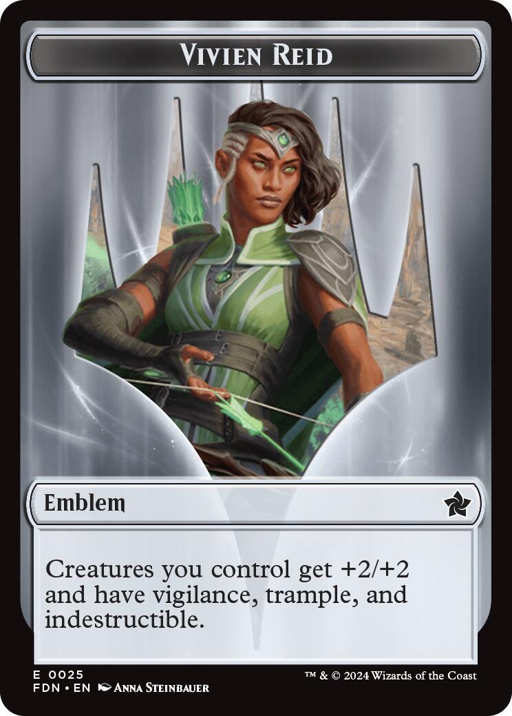 Emblem - Vivien Reid // Elf Warrior Double-Sided Token [Foundations Tokens] | I Want That Stuff Brandon