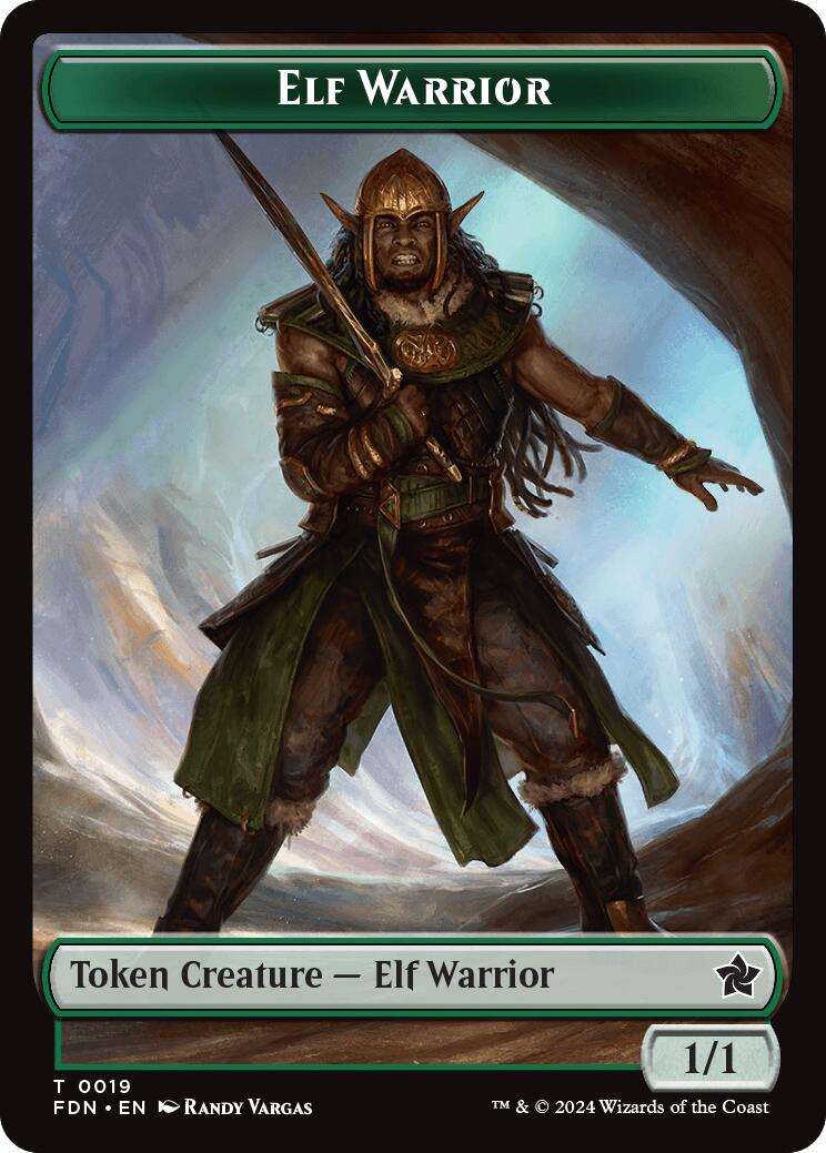 Elf Warrior // Raccoon Doubled-Sided Token [Foundations Tokens] | I Want That Stuff Brandon