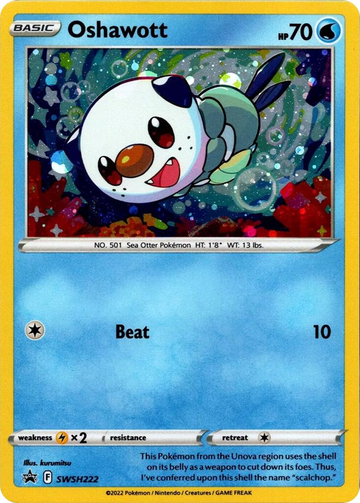 Oshawott (SWSH222) (Cosmo Holo) [Sword & Shield: Black Star Promos] | I Want That Stuff Brandon