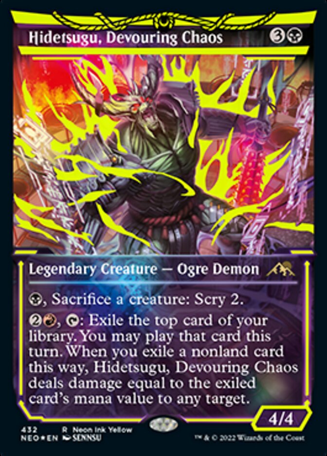 Hidetsugu, Devouring Chaos (Neon Ink Yellow) [Kamigawa: Neon Dynasty] | I Want That Stuff Brandon