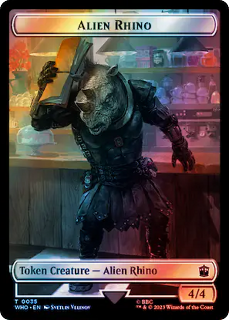 Alien Rhino // Clue (0055) Double-Sided Token (Surge Foil) [Doctor Who Tokens] | I Want That Stuff Brandon