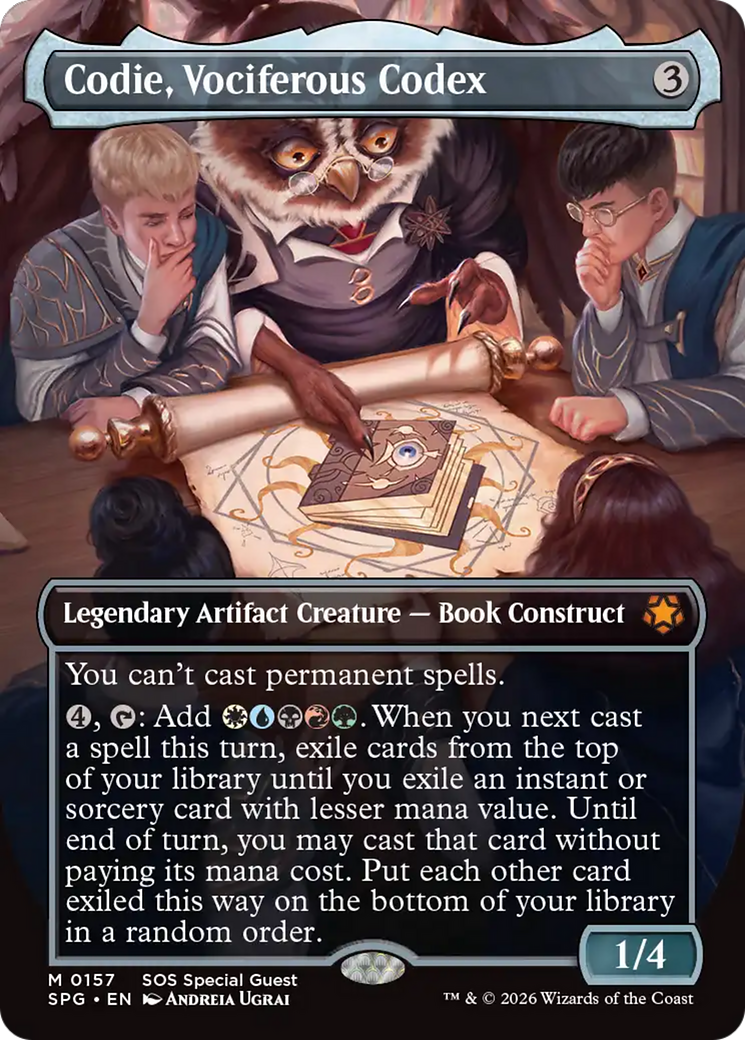 Codie, Vociferous Codex (Borderless) [Secrets of Strixhaven Special Guests] | I Want That Stuff Brandon