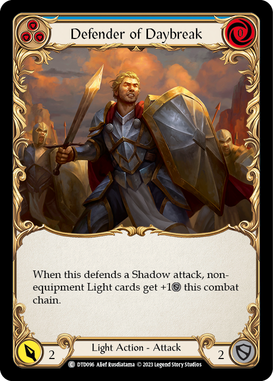 Defender of Daybreak (Blue) [DTD096] (Dusk Till Dawn)  Rainbow Foil | I Want That Stuff Brandon