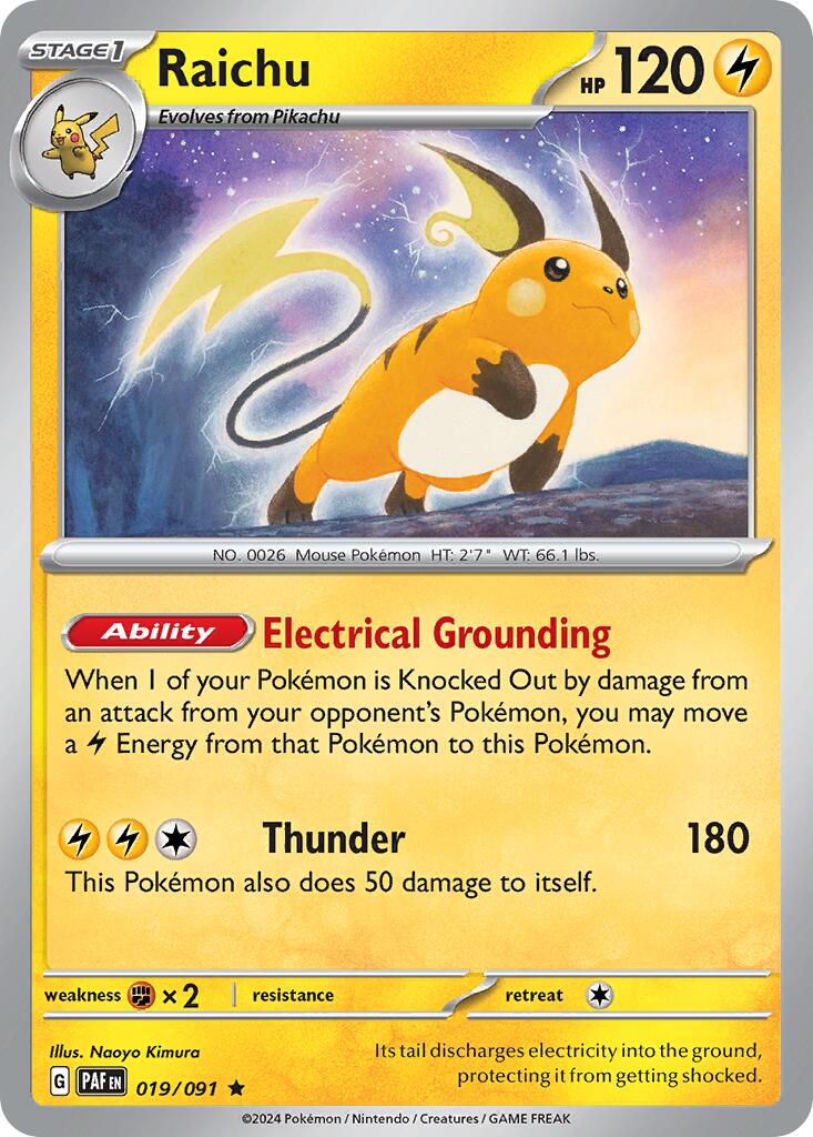 Raichu (019/091) (Theme Deck Exclusive) [Scarlet & Violet: Paldean Fates] | I Want That Stuff Brandon