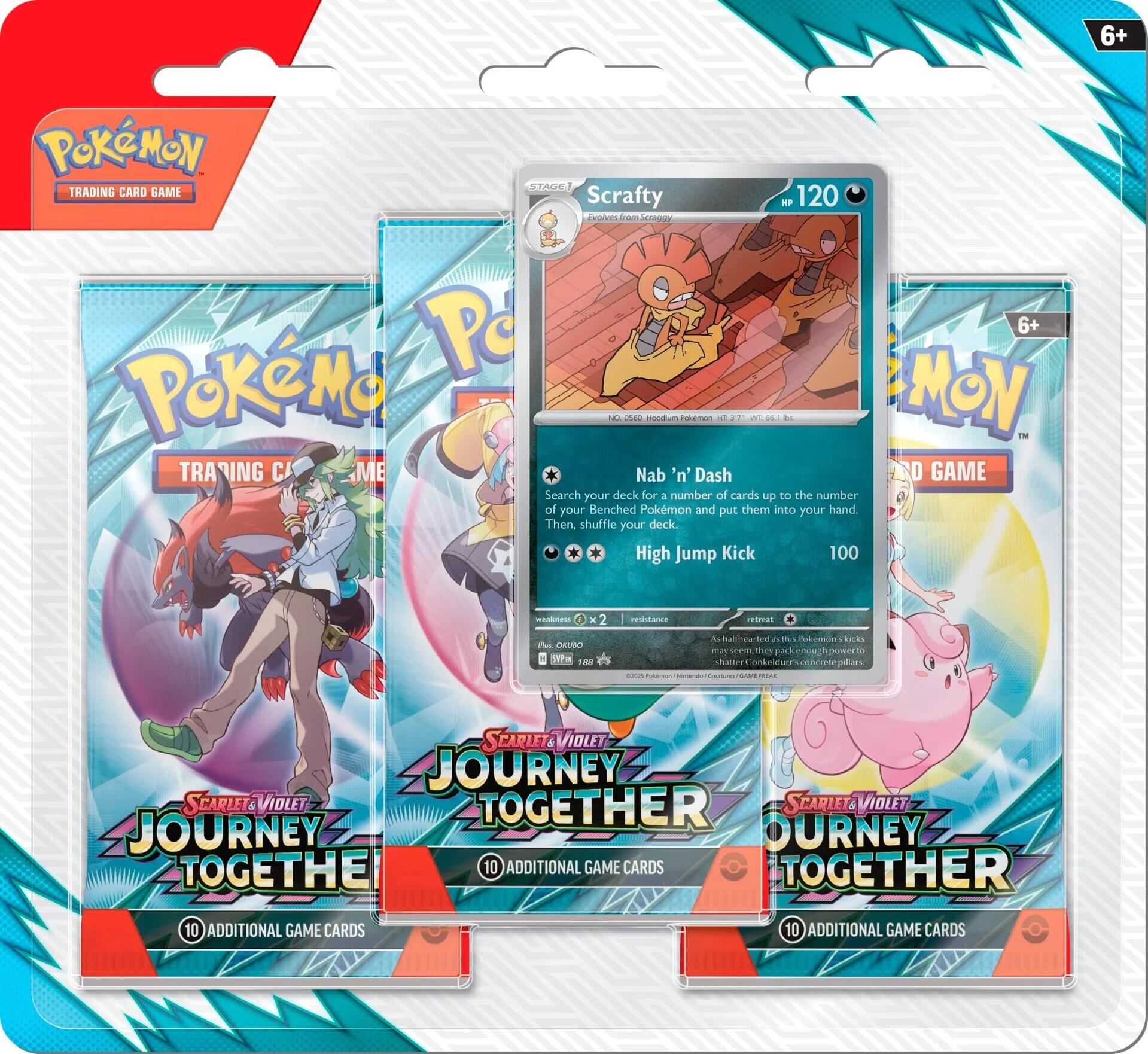 Scarlet & Violet: Journey Together - 3 Pack Blister (Scrafty) | I Want That Stuff Brandon
