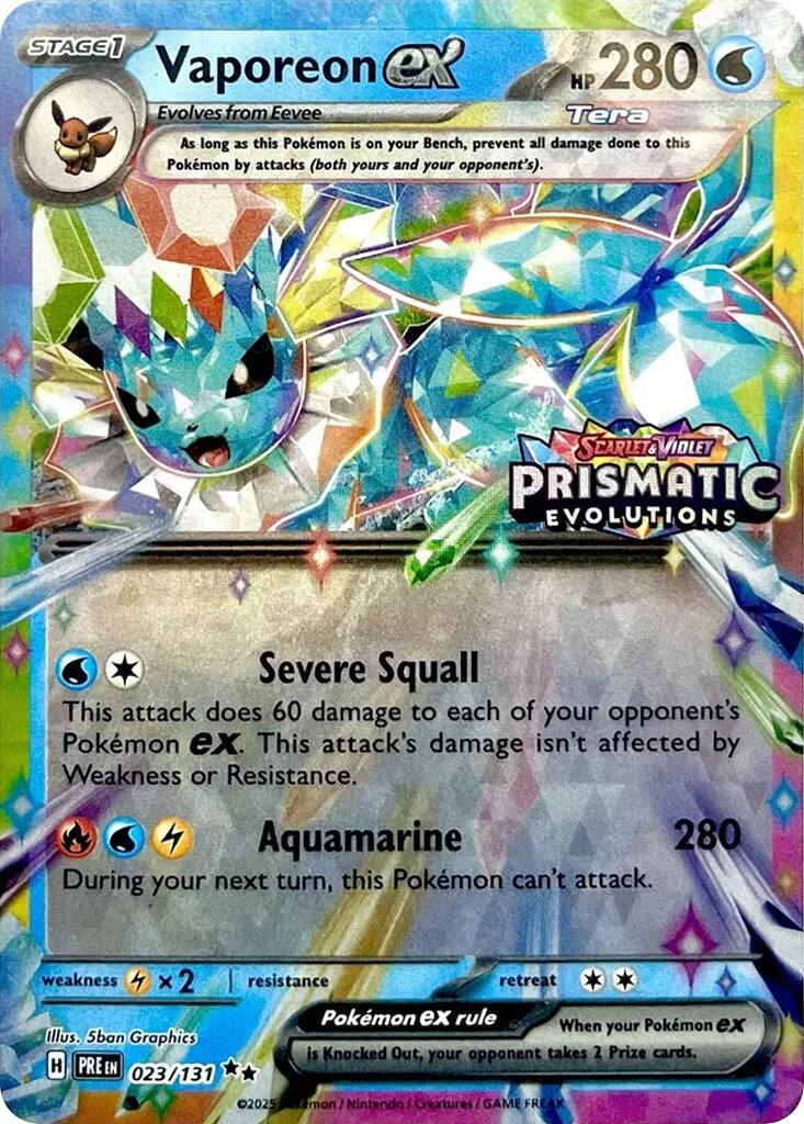 Vaporeon ex (023/131) (Prismatic Evolutions Stamp) [Scarlet & Violet: Prismatic Evolutions] | I Want That Stuff Brandon
