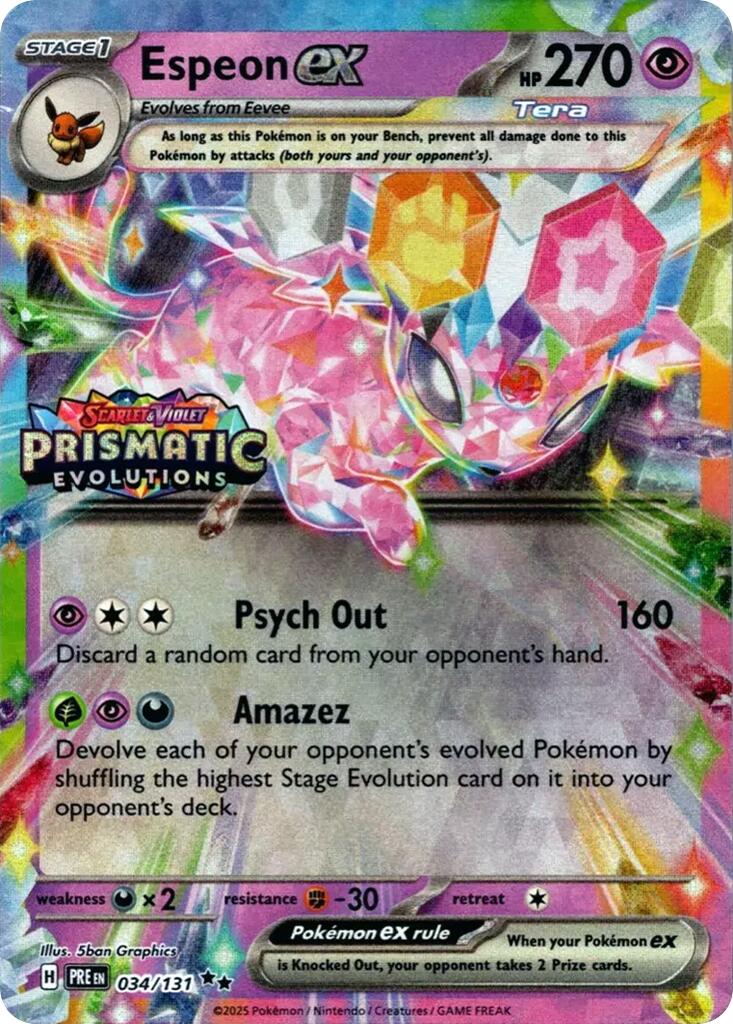 Espeon ex (034/131) (Prismatic Evolutions Stamp) [Scarlet & Violet: Prismatic Evolutions] | I Want That Stuff Brandon