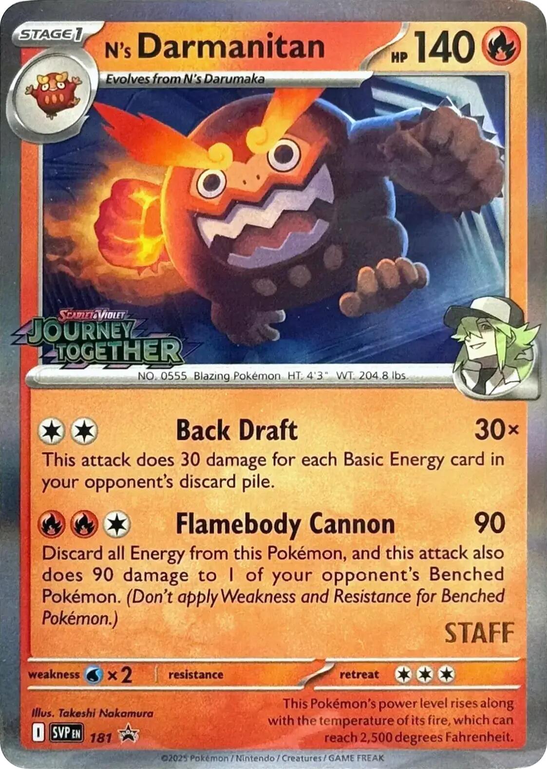 N's Darmanitan (181) (Prerelease Staff) [Scarlet & Violet: Black Star Promos] | I Want That Stuff Brandon