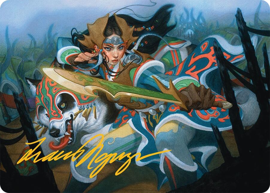 Eshki Dragonclaw Art Card (23/54) (Gold-Stamped Signature) [Tarkir: Dragonstorm Art Series] | I Want That Stuff Brandon