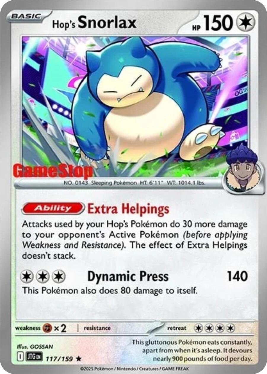 Hop's Snorlax (117/159) (GameStop) (Cosmos Holo) [Scarlet & Violet: Journey Together] | I Want That Stuff Brandon