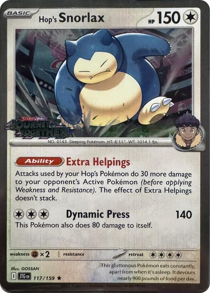 Hop's Snorlax (117/159) (Cosmos Holo) [Scarlet & Violet: Journey Together] | I Want That Stuff Brandon